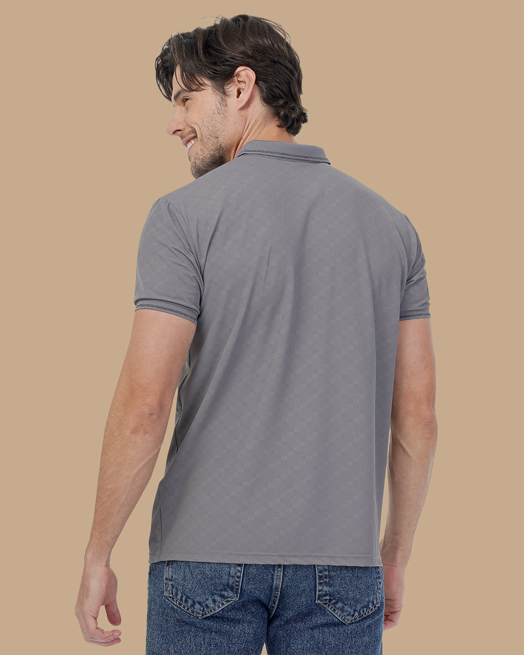 Gray Cotton Polo Shirt