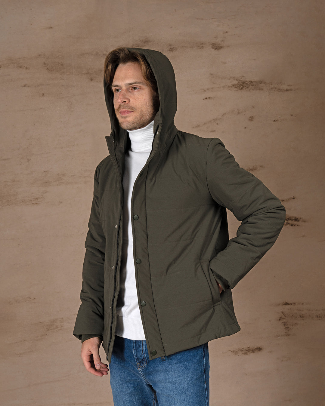 Dark Olive Regular fit waterproof jacket