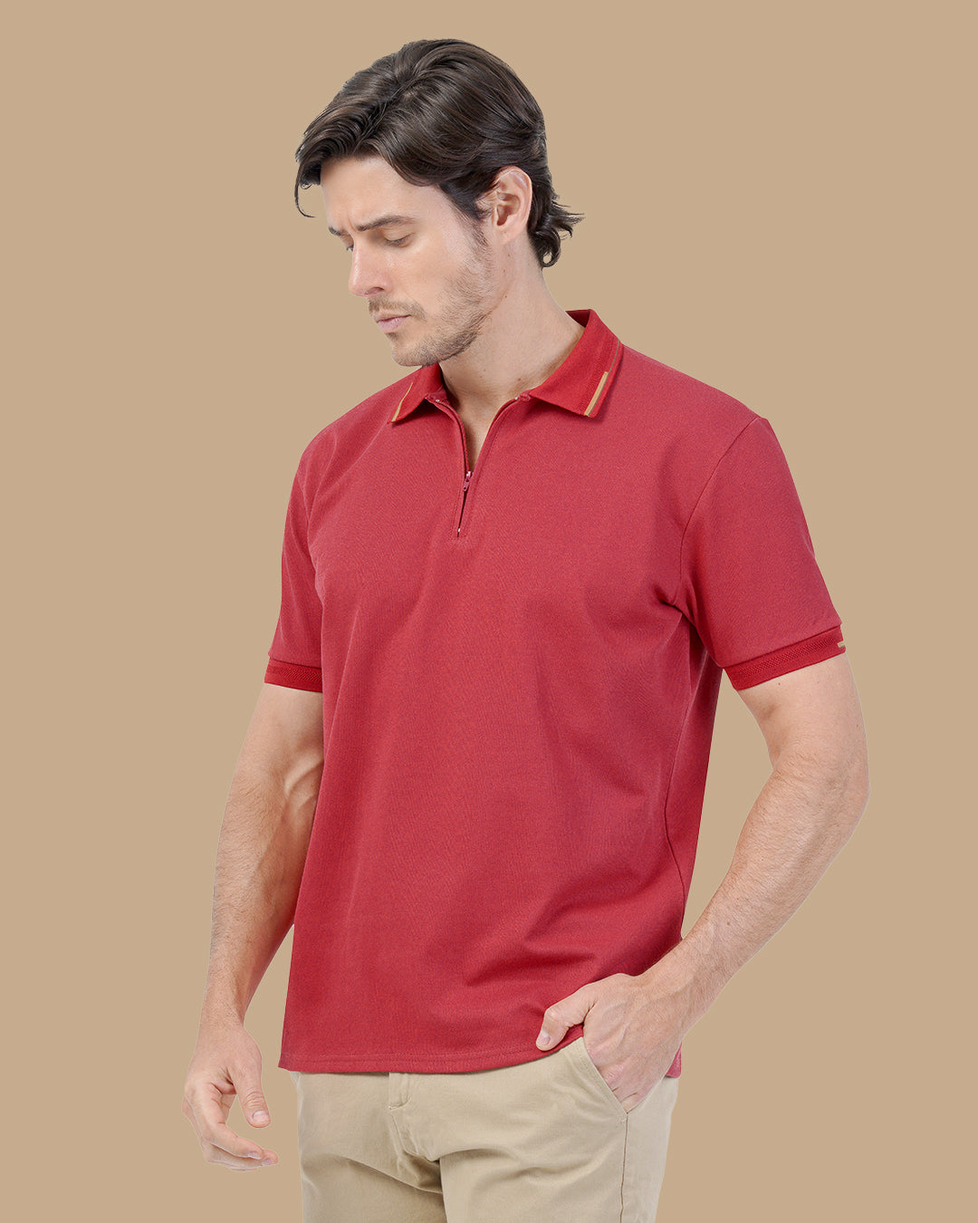 Red Cotton Polo Shirt