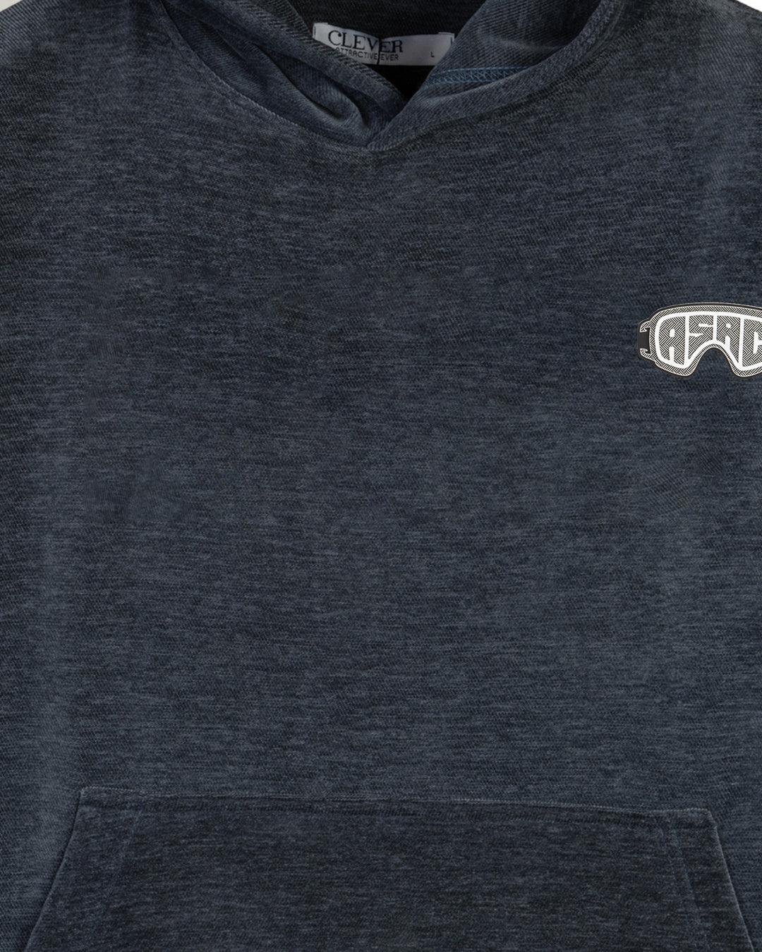 Navy Plain Velvet Hoodie