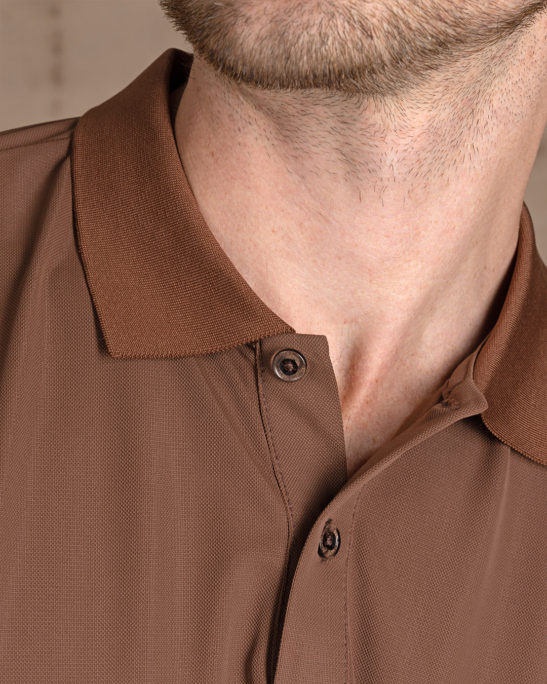 Brown Cotton Knitted Polo Shirt Short sleeves