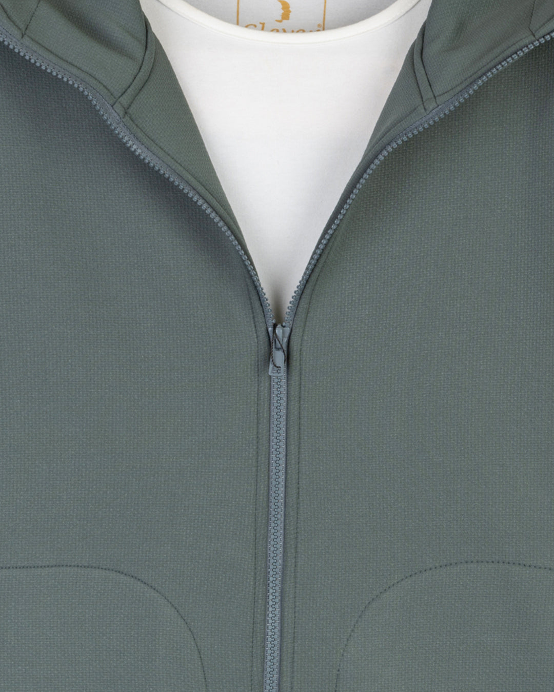 Iron-Green Modern Full-Zipper Plain Cotton Hoodie