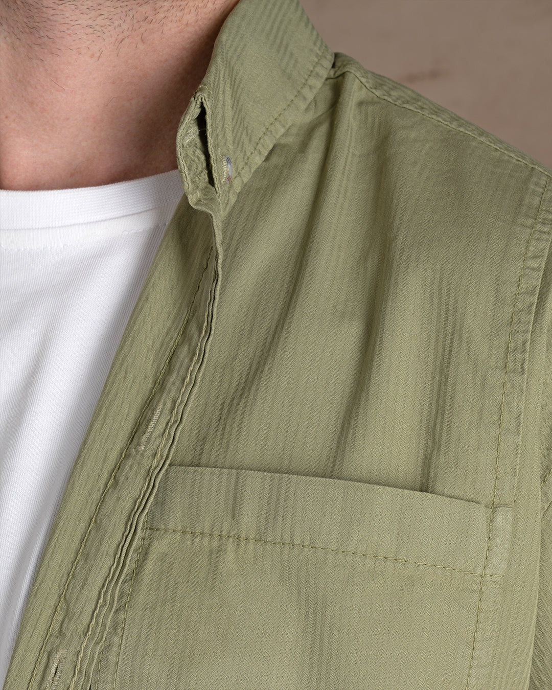 khaki striped Cotton shirt