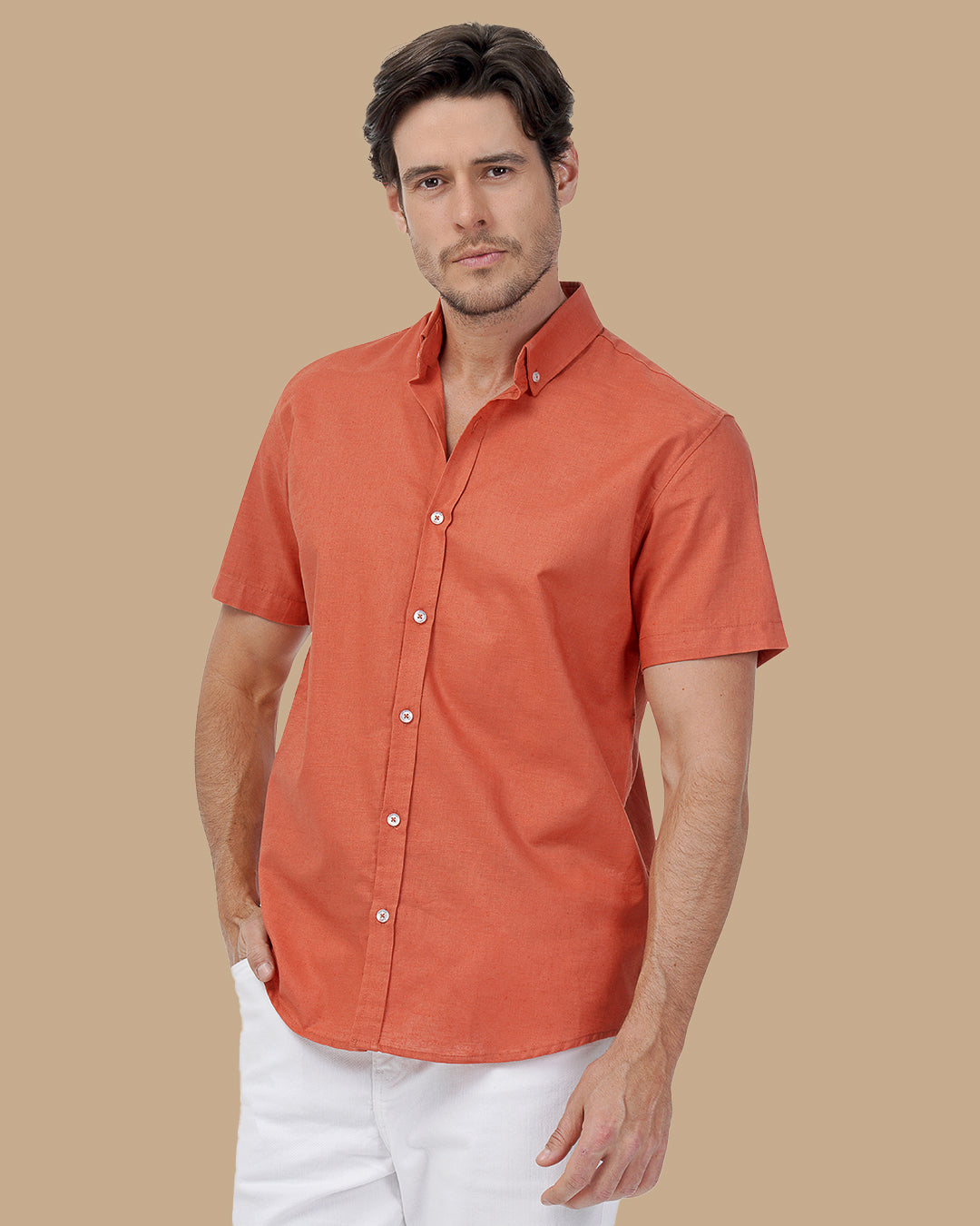 Peach Brown Linen shirt