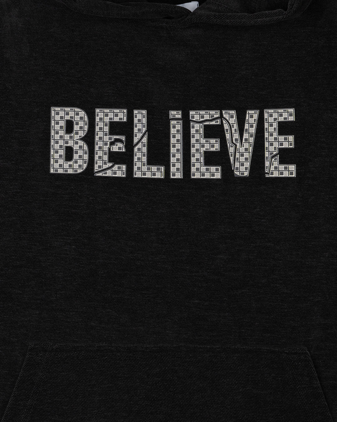 Black Printed Velvet Hoodie