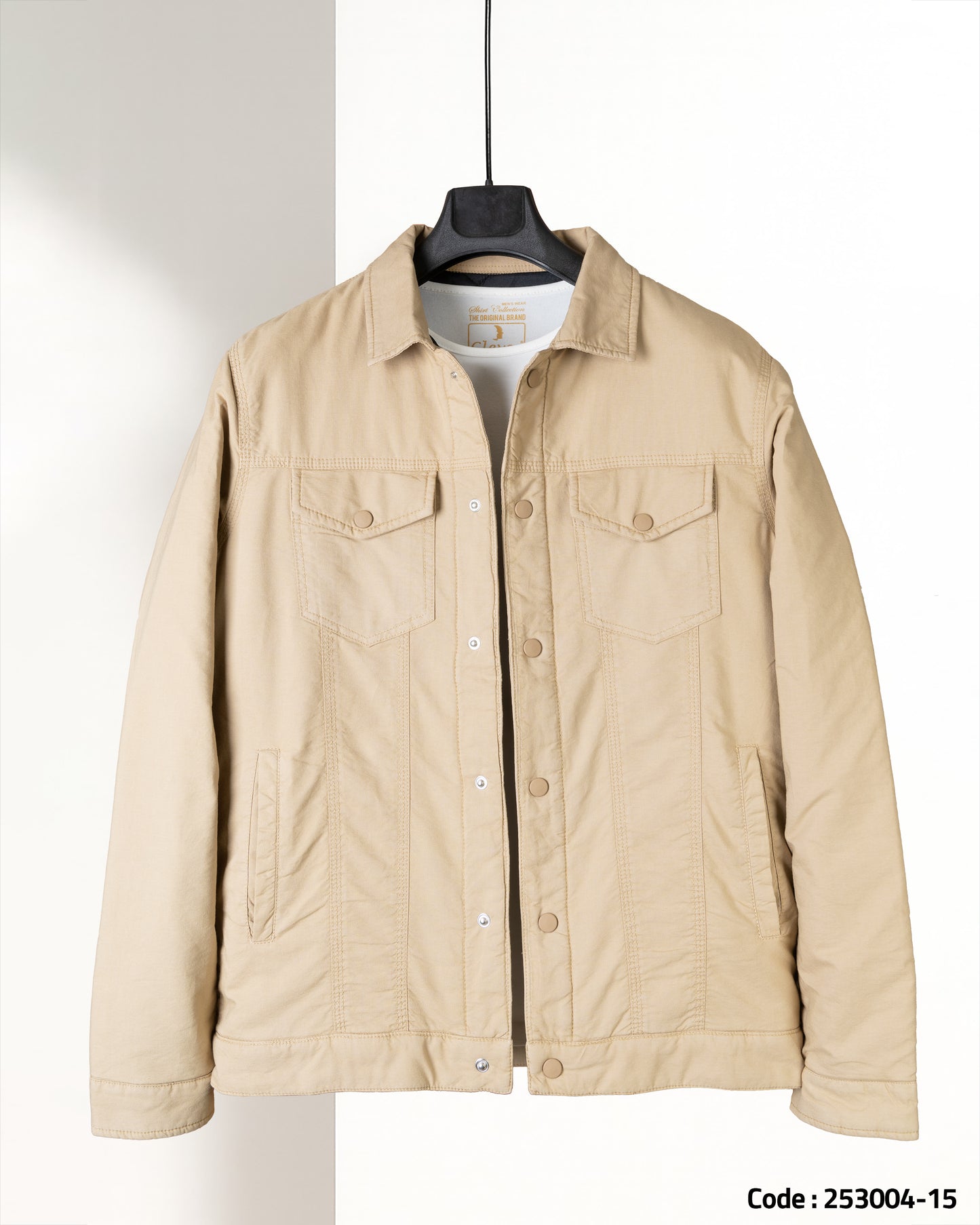 Beige Casual Gabardine Jacket