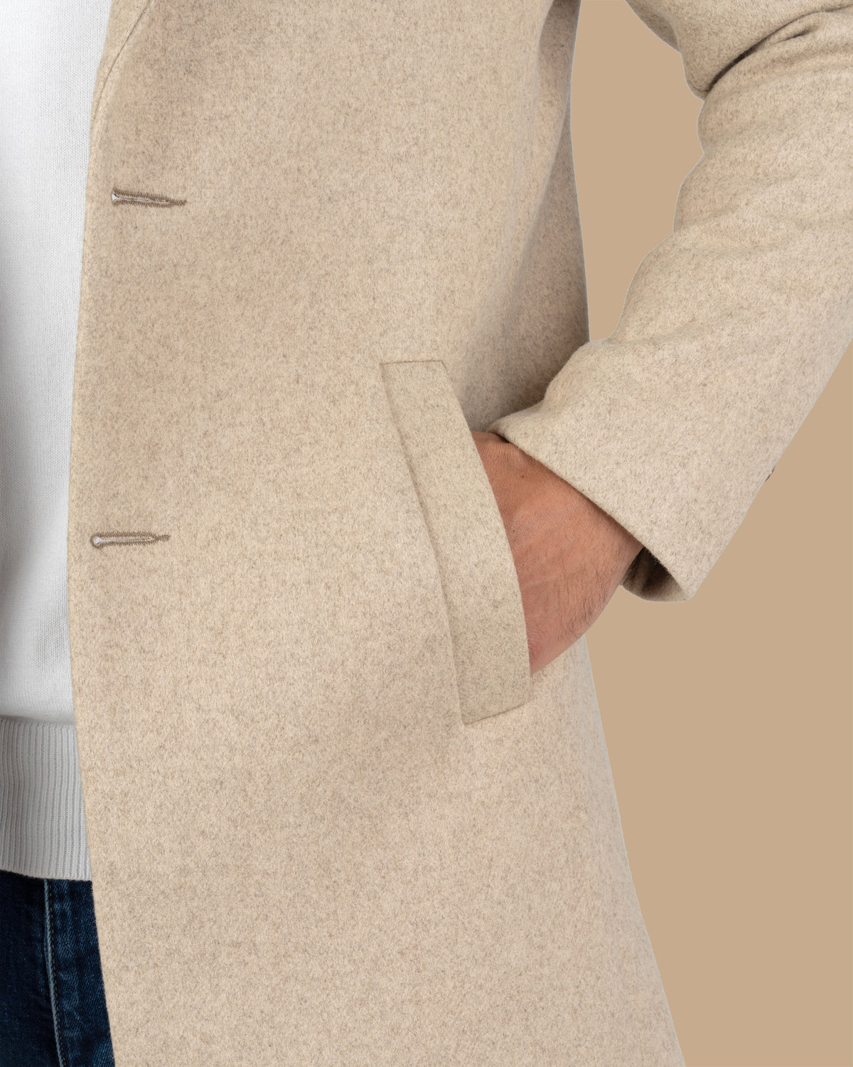 Beige Classic Wool Long Coat