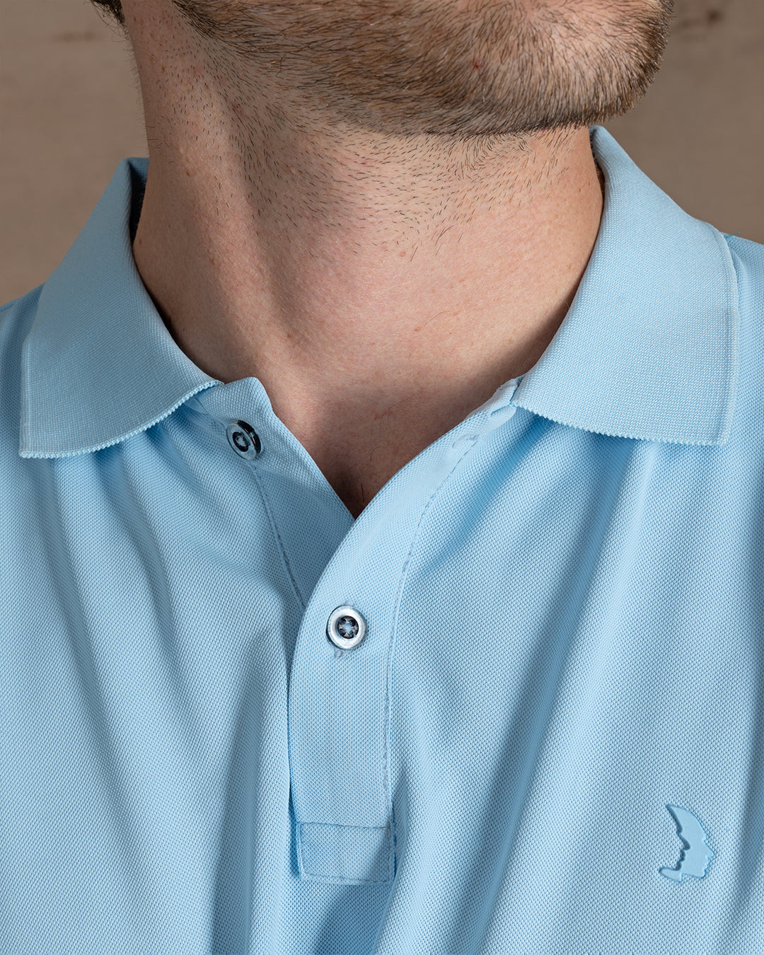 Light Blue Cotton Knitted Polo Shirt Short sleeves