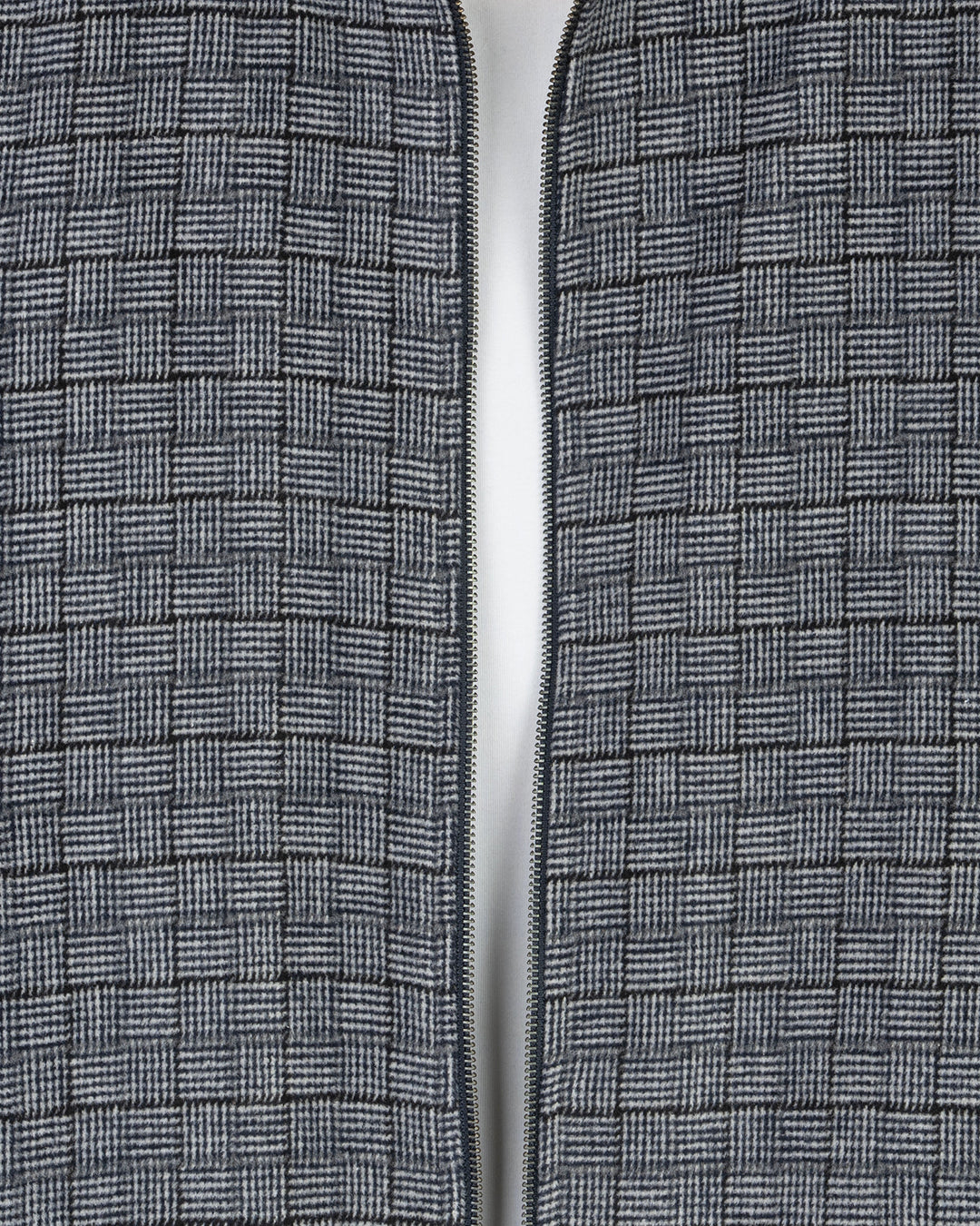 Navy-Blue Classic Checkered Blend Wool Jacket