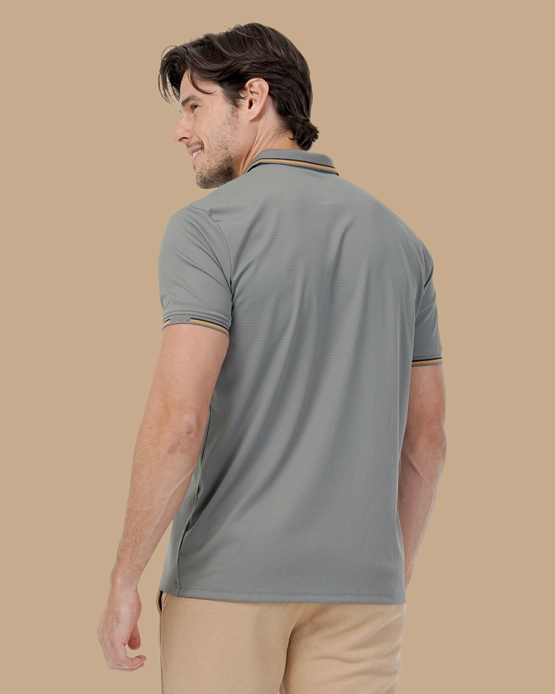Gray Cotton Polo Shirt