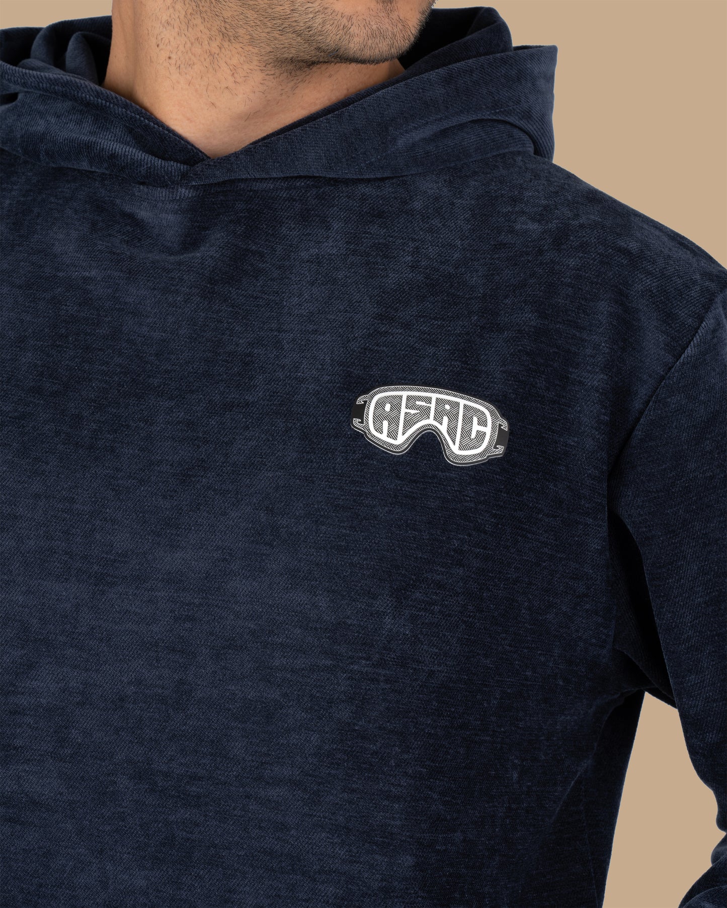 Dark-Navy Plain Velvet Hoodie