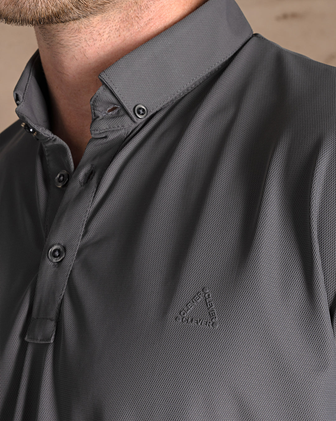 Dark Gray Cotton Polo Shirt Short sleeves