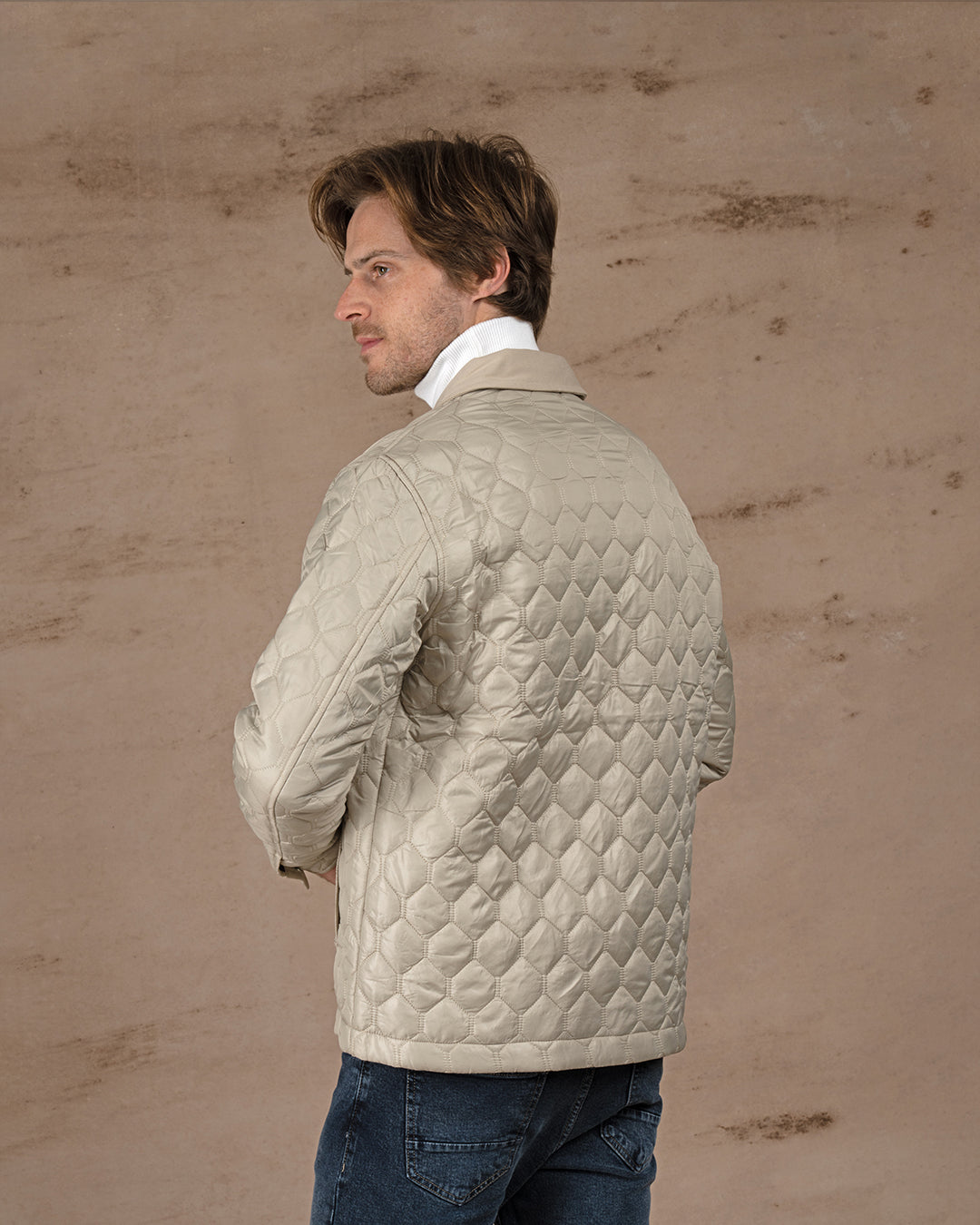 Beige Regular fit waterproof jacket