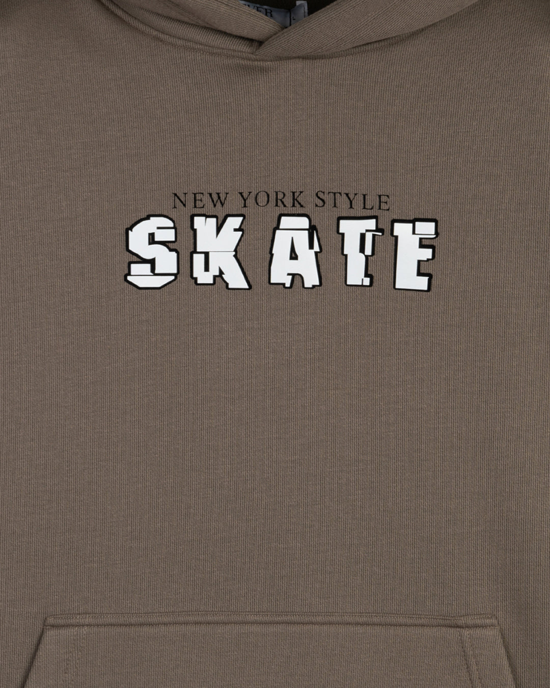 Coffee-Brown Printed Cotton Hoodie