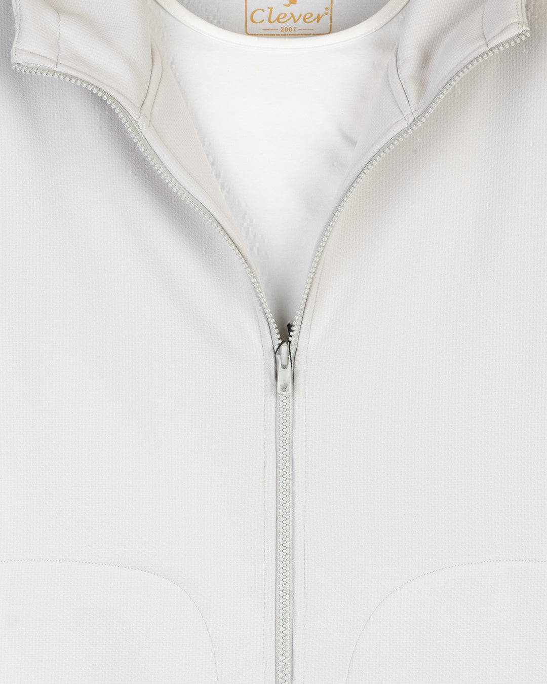 Silver Modern Full-Zipper Plain Cotton Hoodie