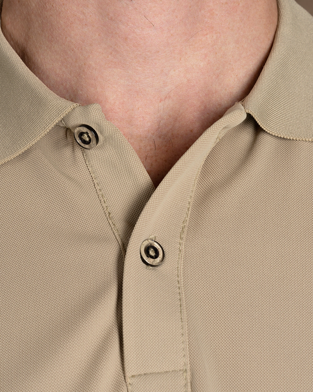 Dark Beige Cotton Knitted Polo Shirt Short sleeves