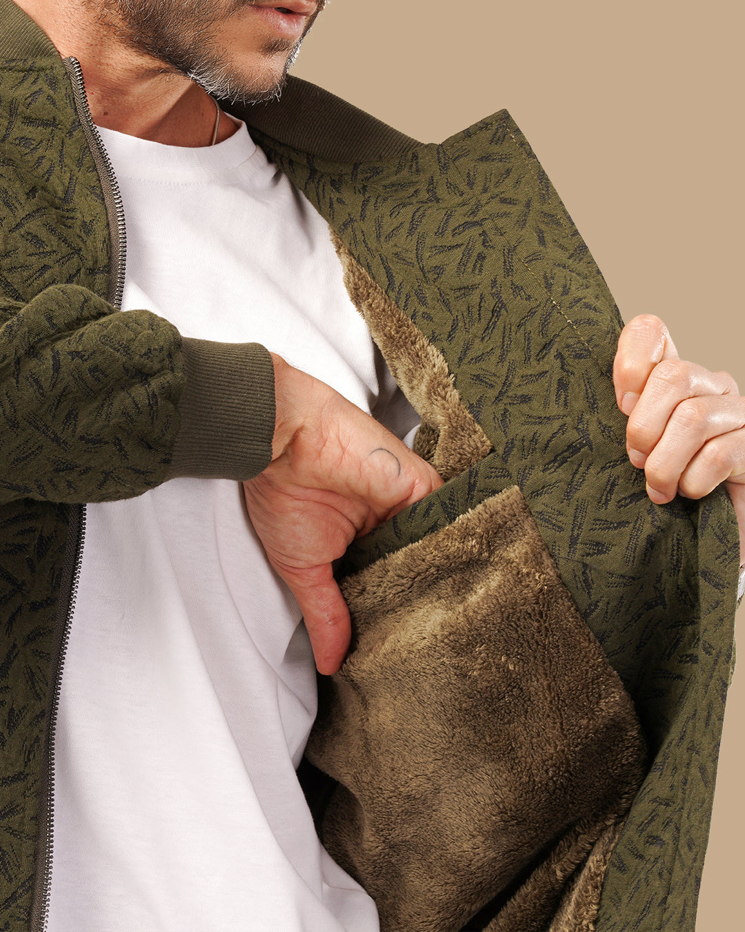 Oil Fur-Lined Wool Jacket