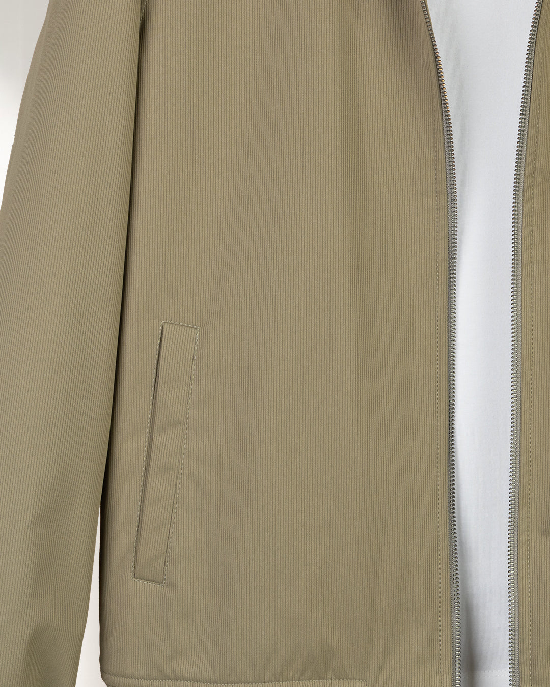 Khaki Gabardine Winter Jacket with Fur Lining
