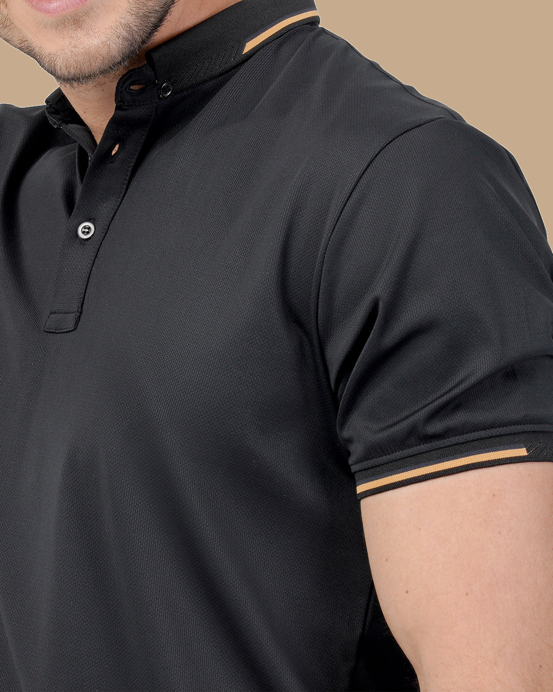 Black Cotton Polo Shirt