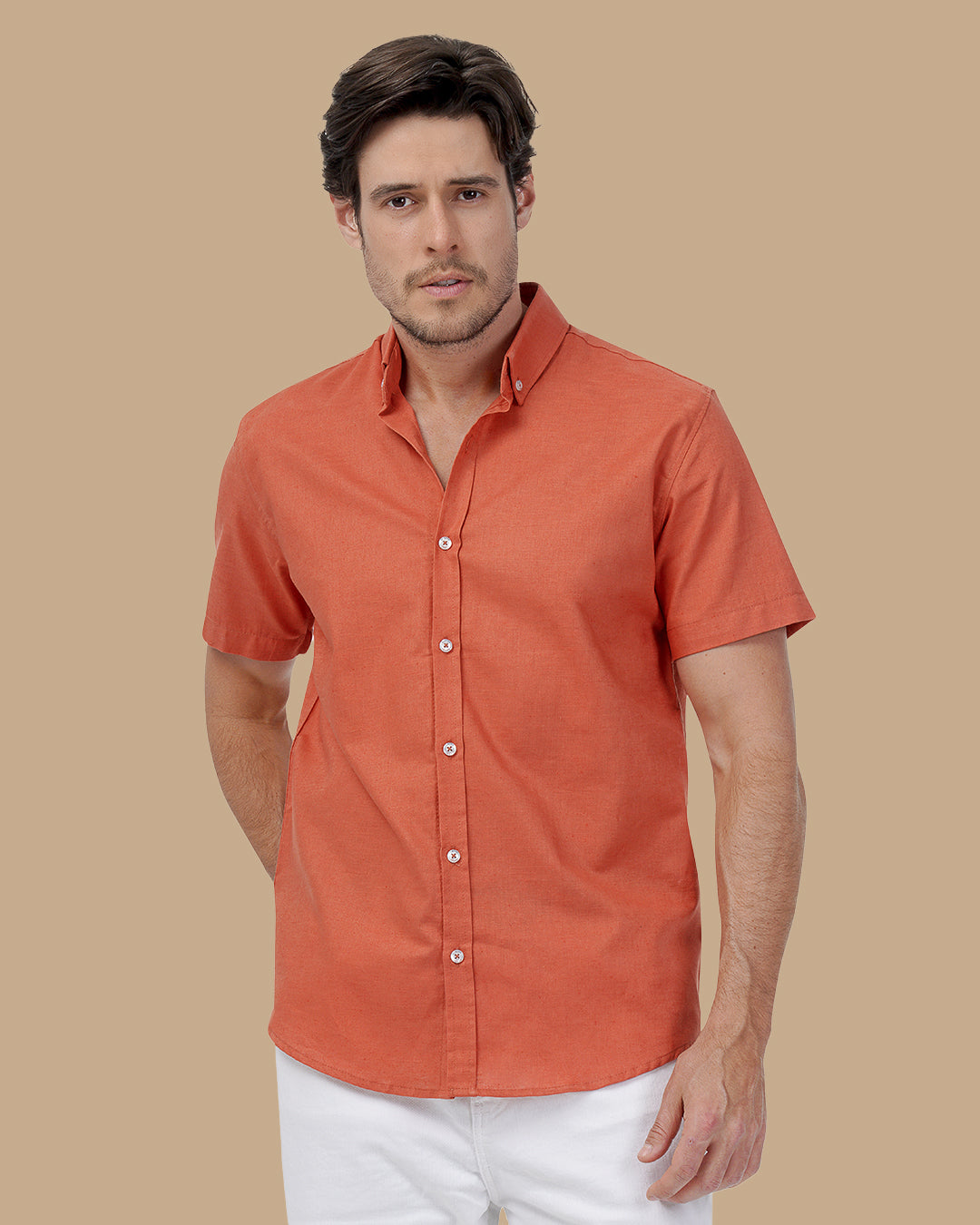 Peach Brown Linen shirt