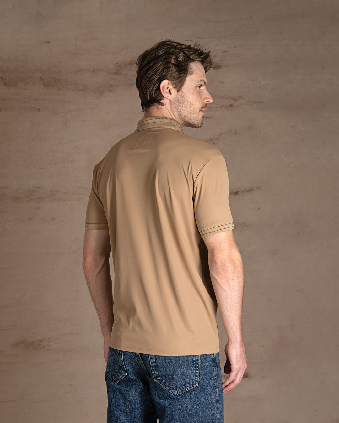 Camel cotton Polo Shirt Short sleeves