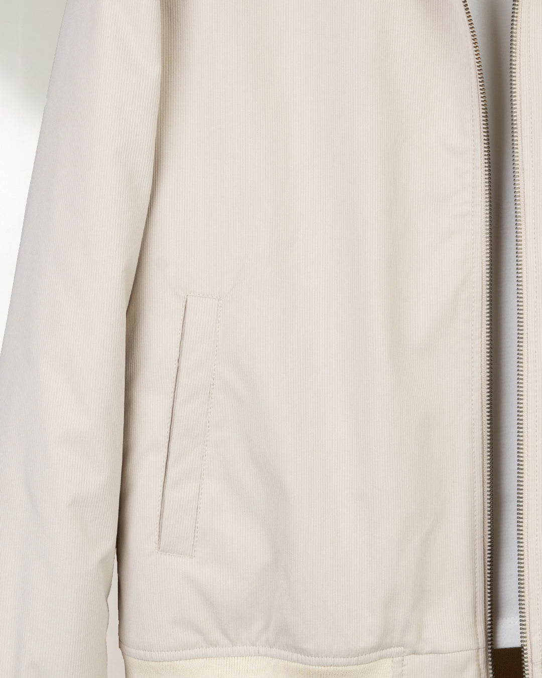Beige Gabardine Winter Jacket with Fur Lining