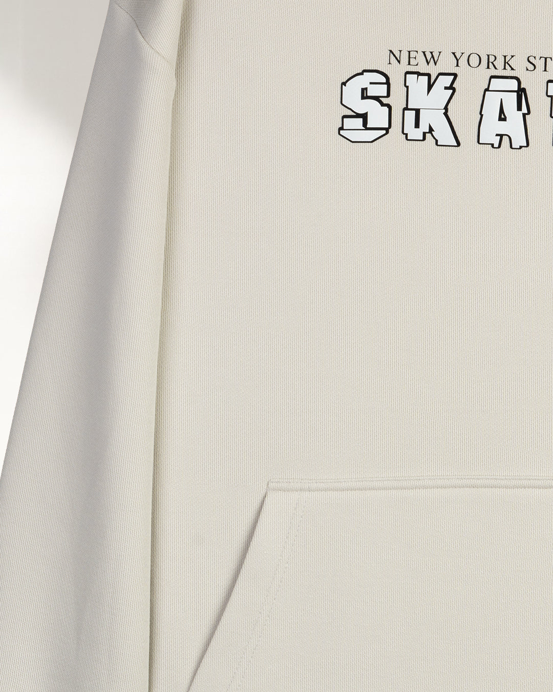 Beige Printed Cotton Hoodie