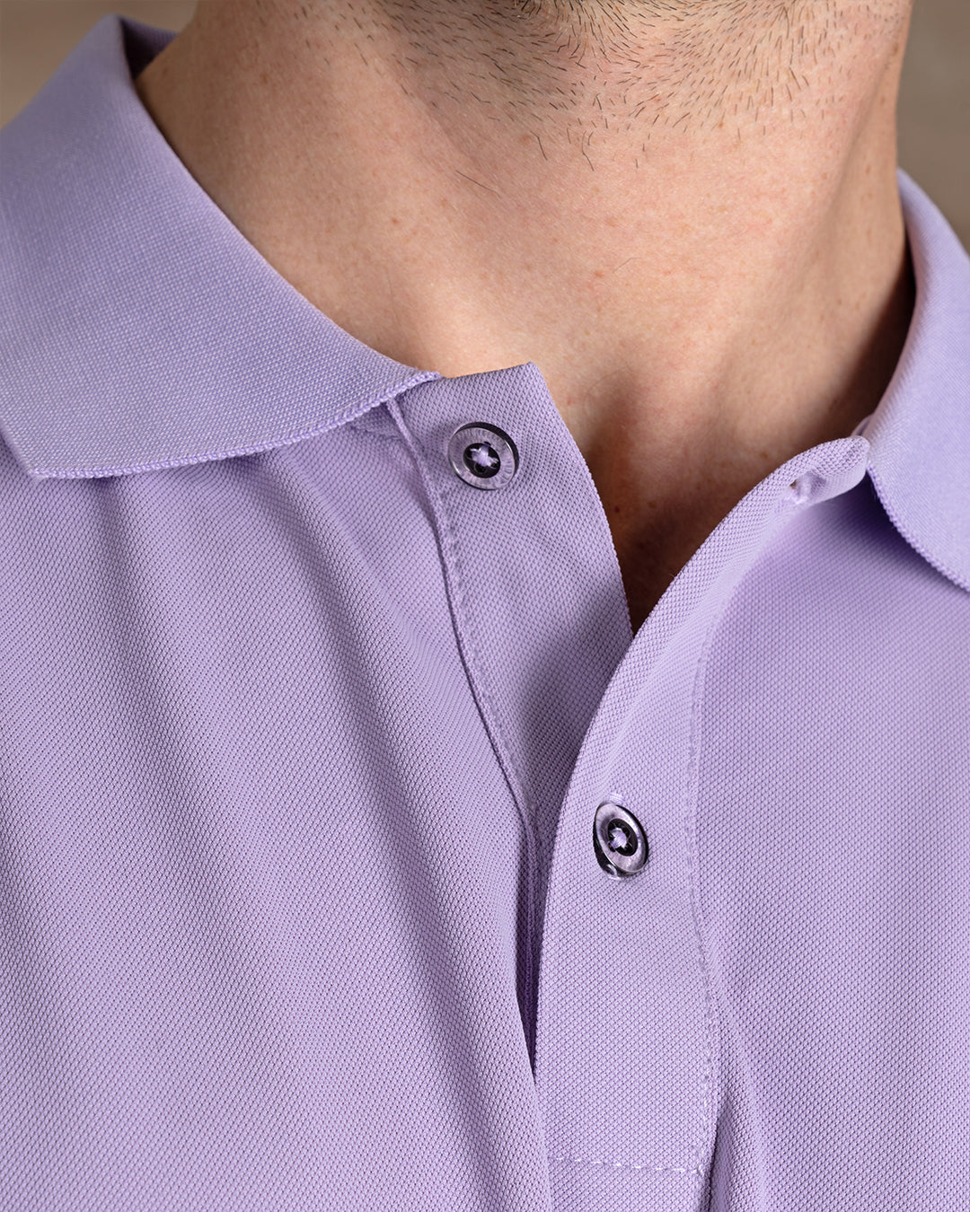 Mauve Cotton Knitted Polo Shirt Short sleeves