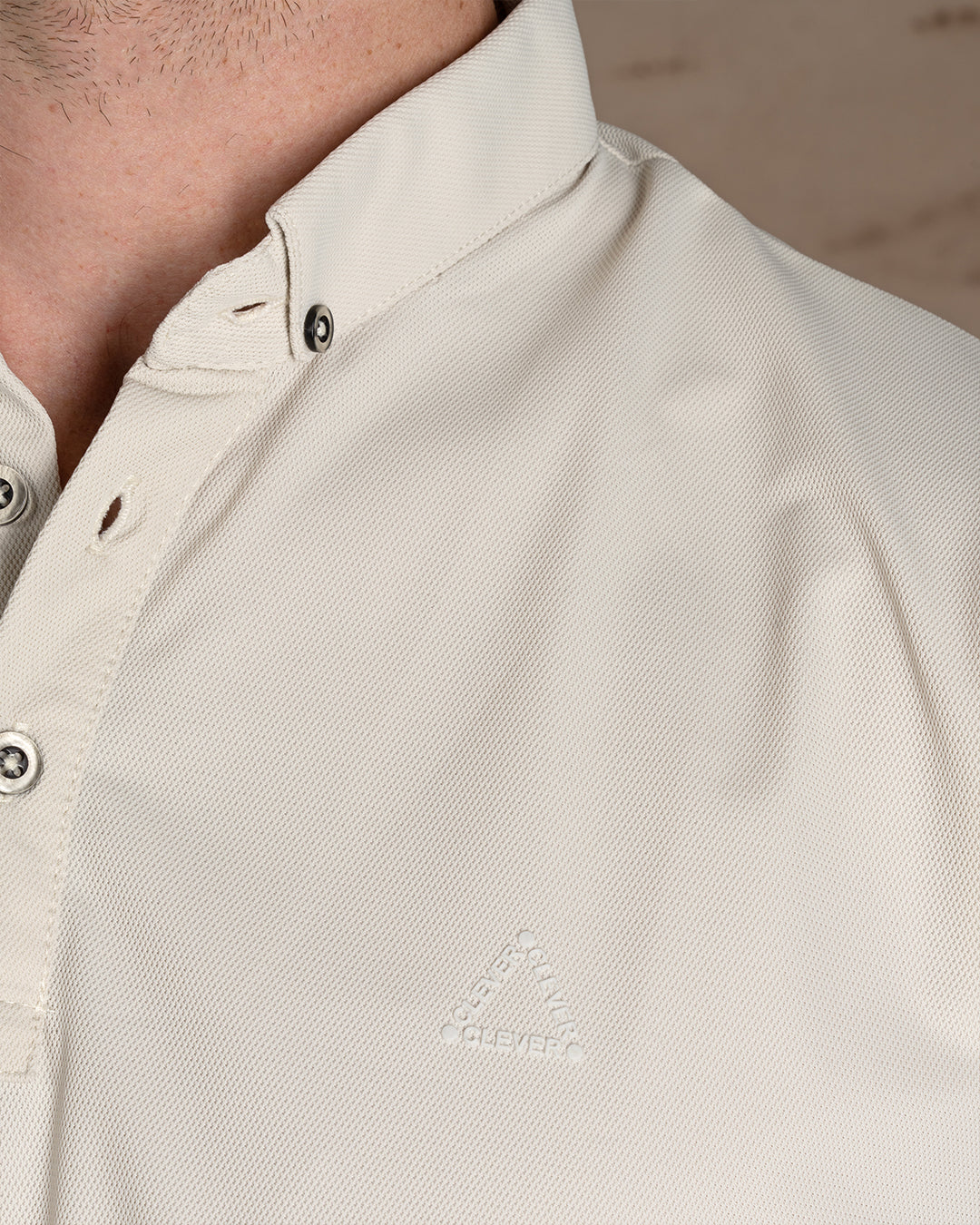 Beige Cotton Polo Shirt Short sleeves