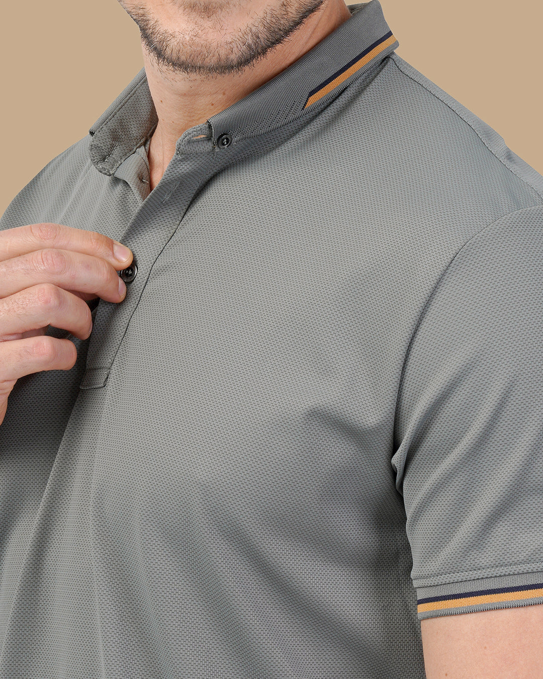 Gray Cotton Polo Shirt