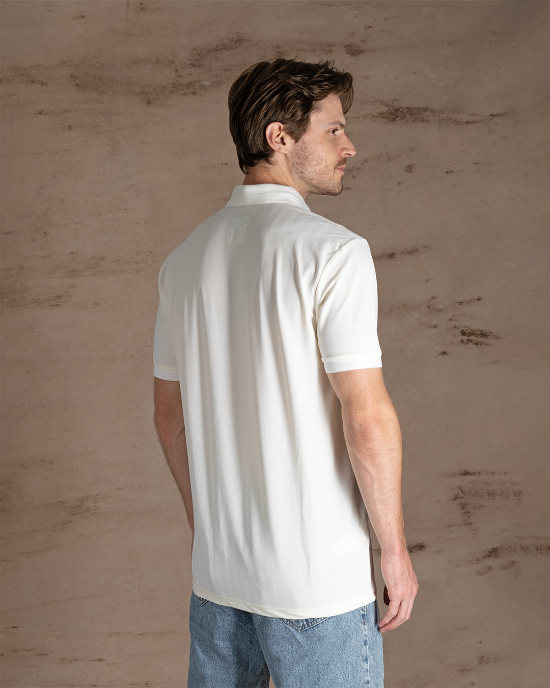 Off-White Cotton Polo Shirt With Button