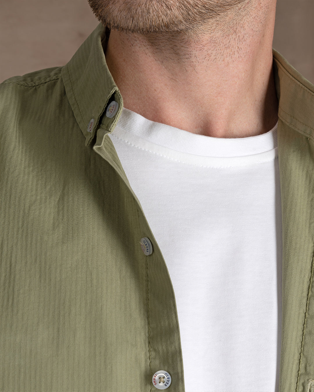khaki striped Cotton shirt