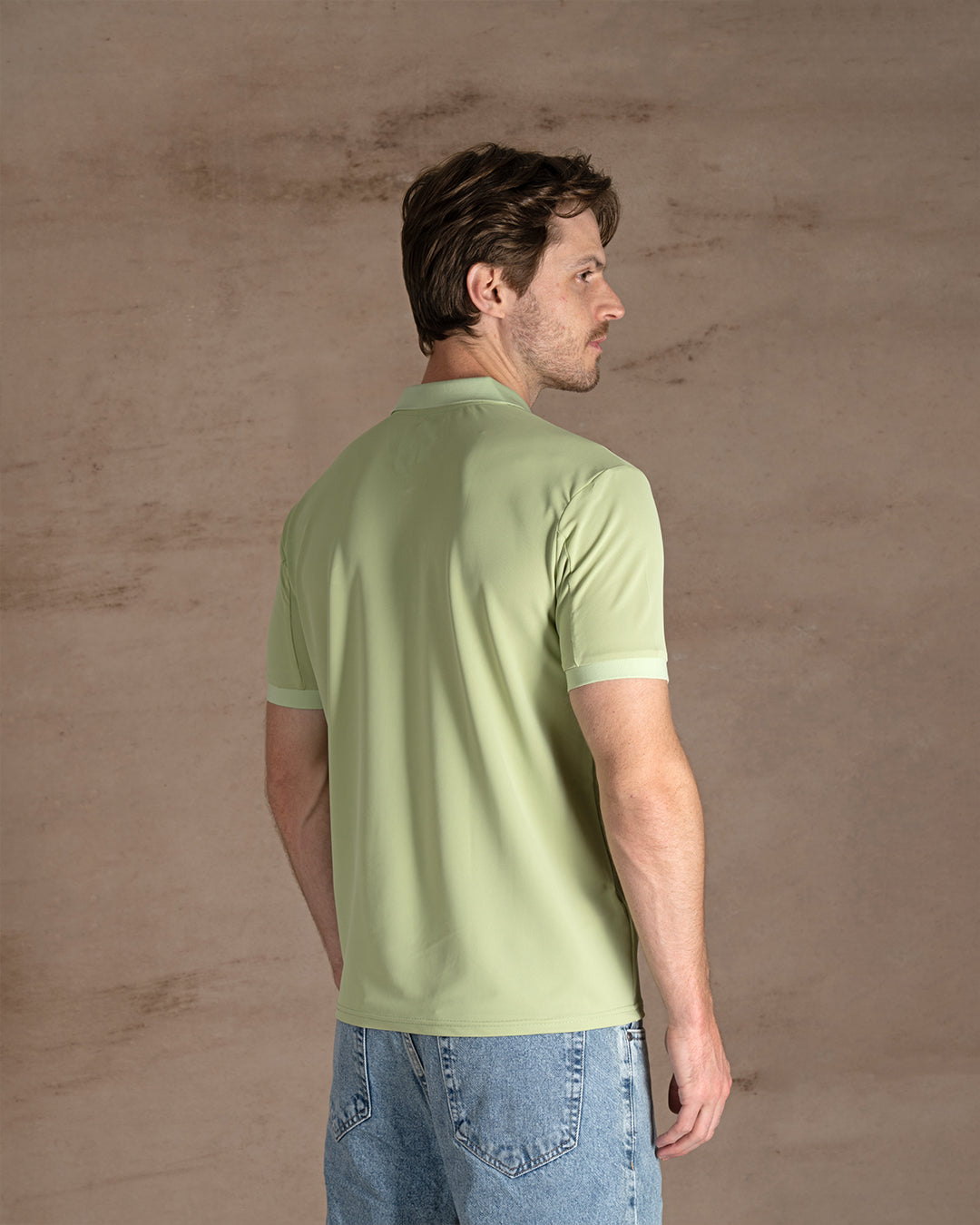 Mocha Cotton Knitted Polo Shirt Short sleeves