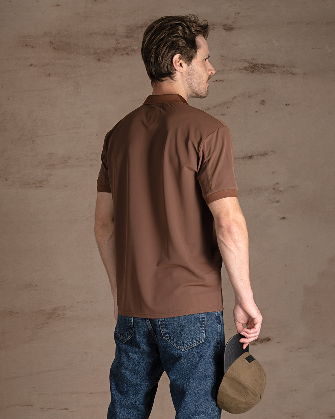 Brown Cotton Knitted Polo Shirt Short sleeves