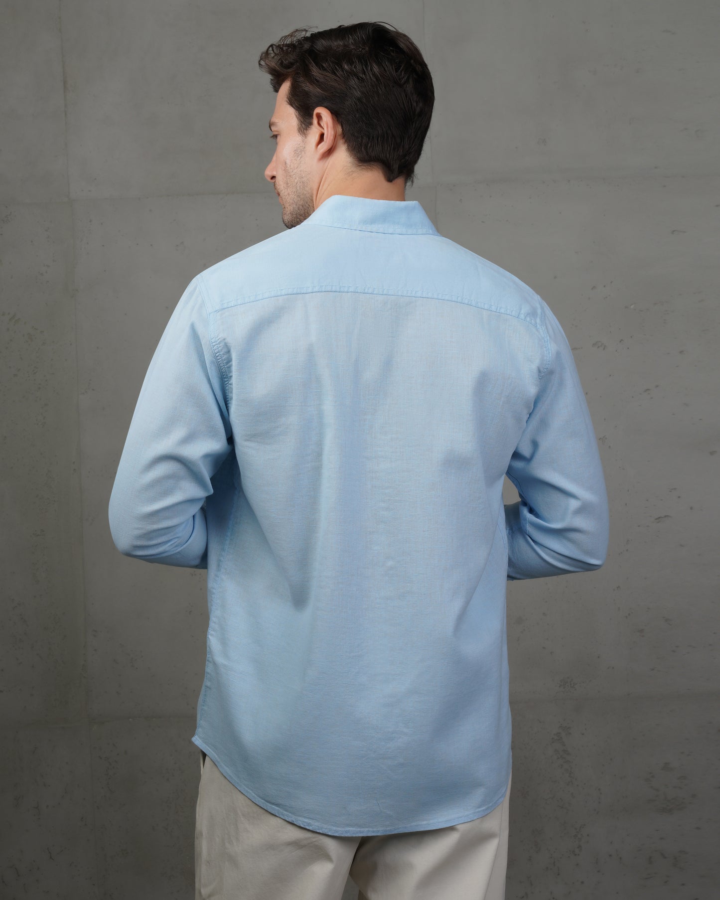 Baby Blue Plain Cotton Shirt
