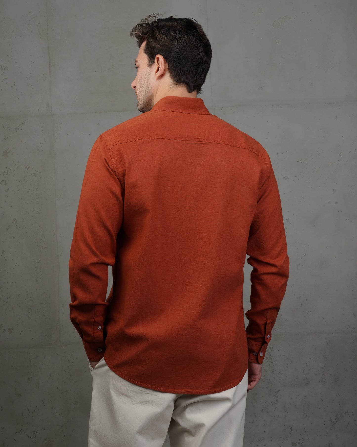 Orange Plain Cotton Shirt