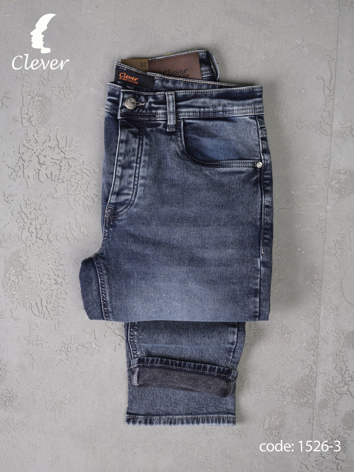 Navy Blue Straight-Leg Denim Jeans