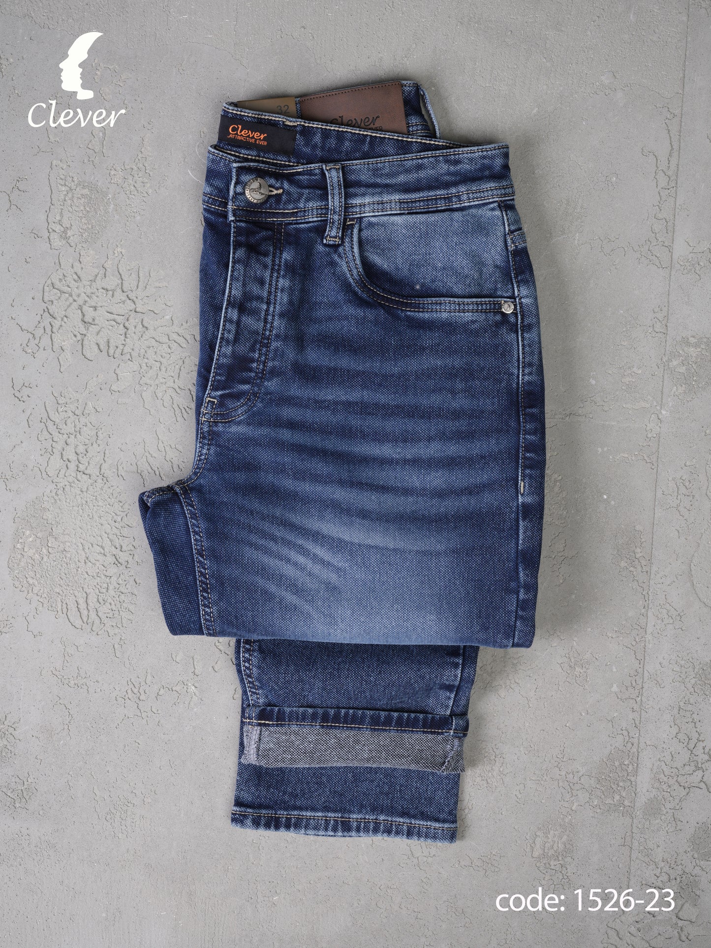 Medium Blue Straight-Leg Denim Jeans