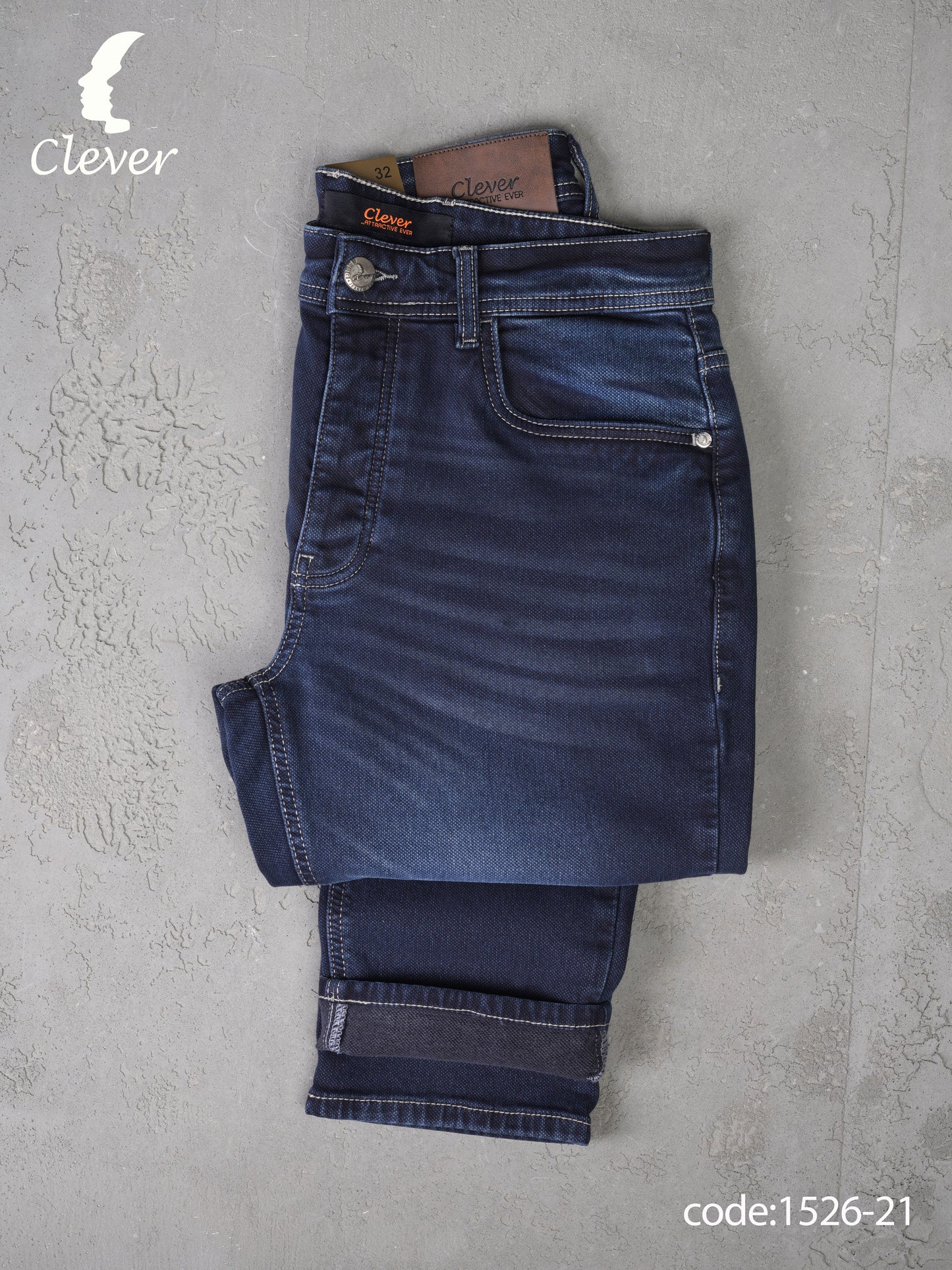 Dark Blue Straight-Leg Denim Jeans
