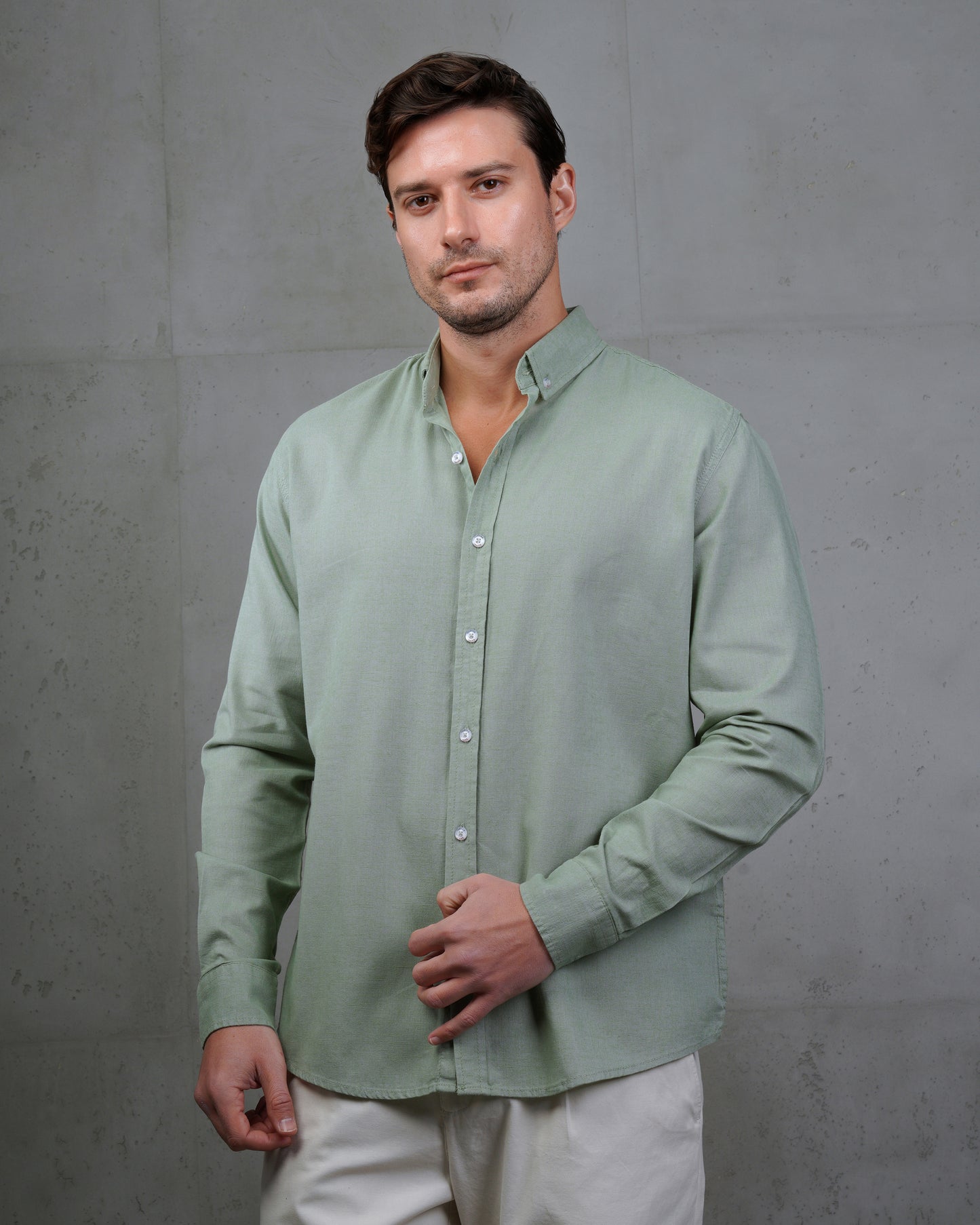 Khaki Plain Cotton Shirt (Big Size)