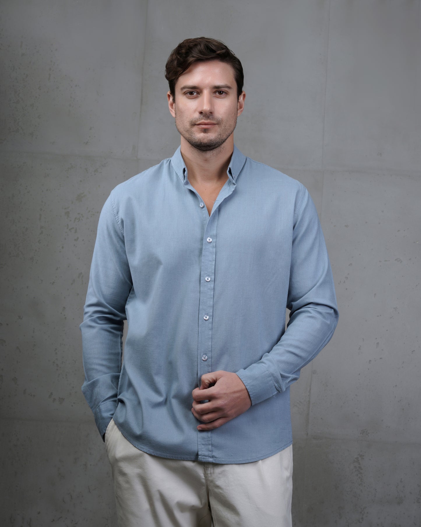 Light Blue Plain Cotton Shirt (Big Size)