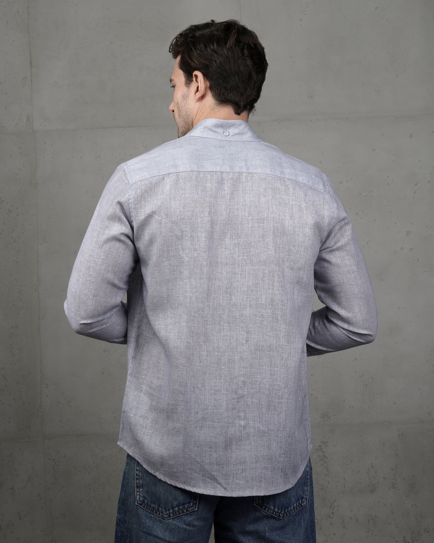 Light Grey Linen Plain Shirt