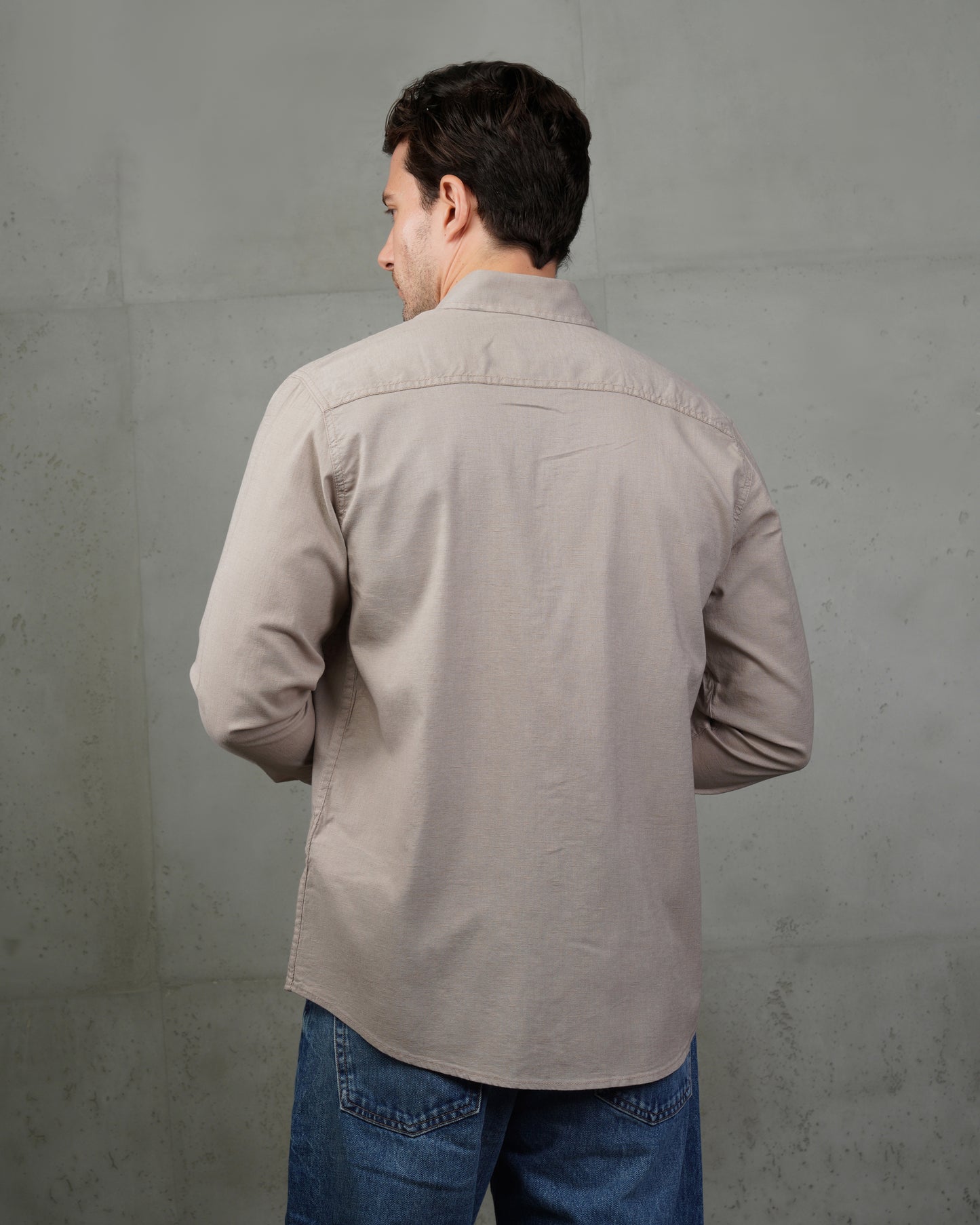 Taupe Plain Cotton Shirt