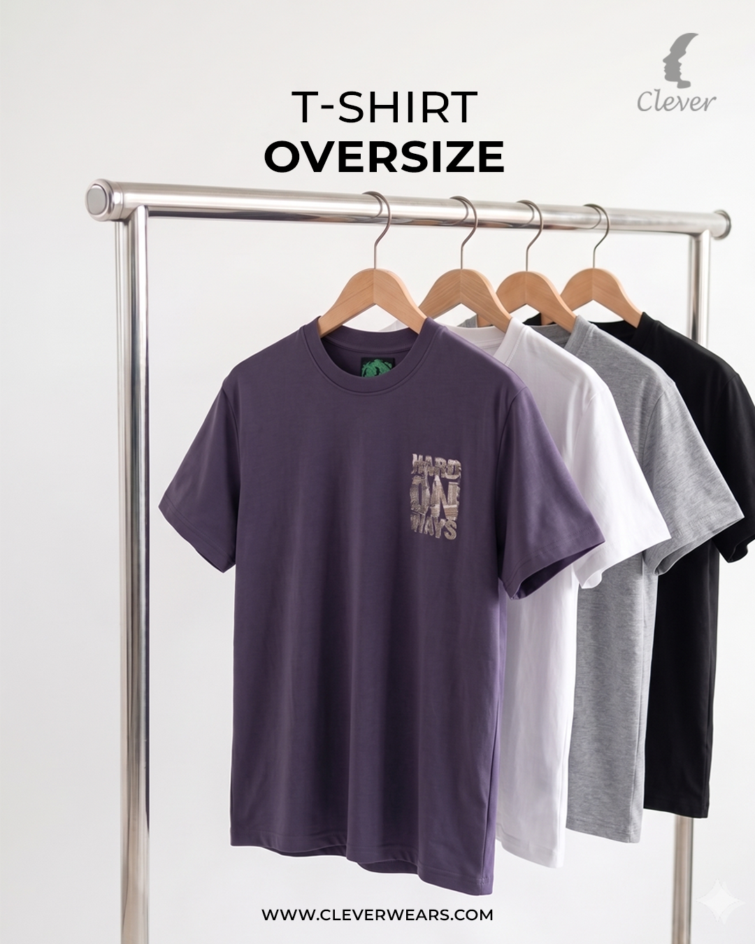 Grey Over Size Printed Cotton T-Shirt