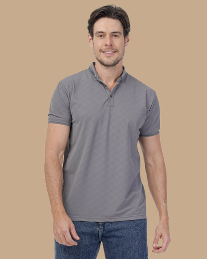 Gray Cotton Polo Shirt