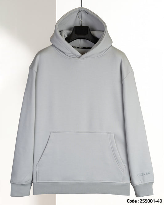 Grey Basic Cotton Hoodie