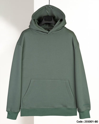 Olive Basic Cotton Hoodie