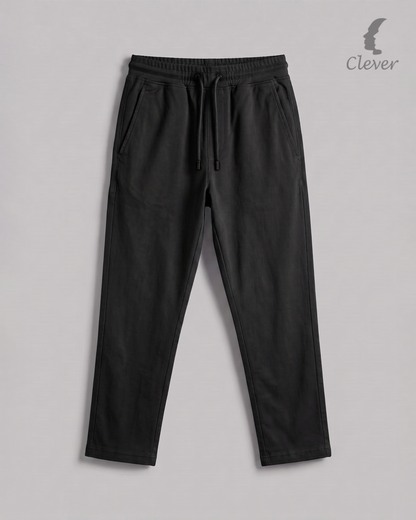 Black Wide Leg Melton Cotton Sweatpants