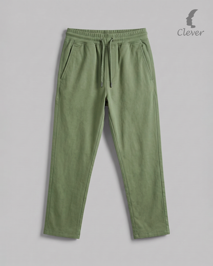 Olive Wide Leg Melton Cotton Sweatpants