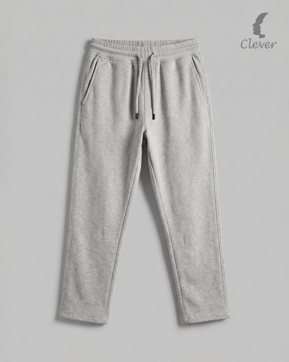 Light Grey Wide Leg Melton Cotton Sweatpants